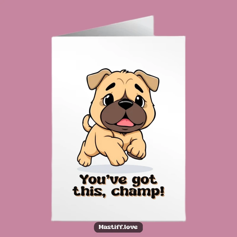 Free Printable Funny Mastiff Congrats Card: Big Paws Tripping, Hilarious Dog Downloadable Gift