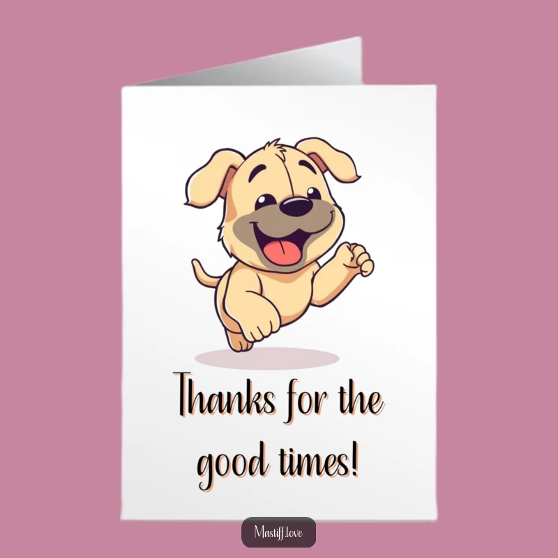 Free Printable Thank You Card: Happy Mastiff Panting, Funny Dog Appreciation Card