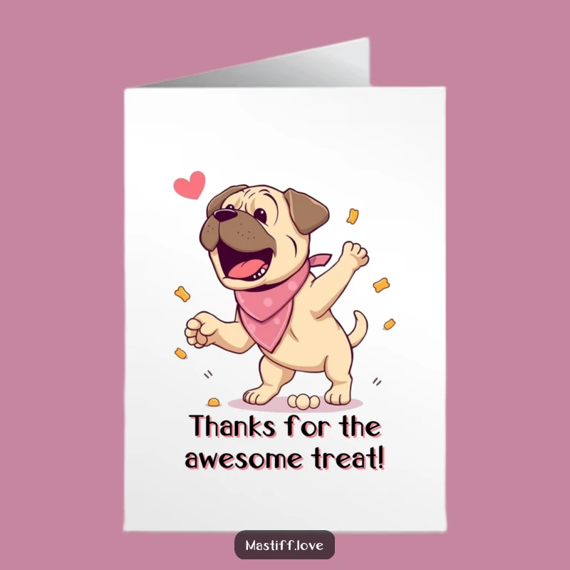 Free Printable Mastiff Thank You Card: Jumping Thanks with a Wag