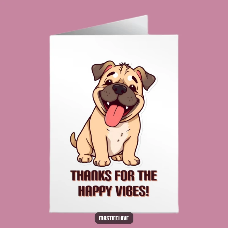 Free Printable Thank You Card: Happy Mastiff Panting, Downloadable Gift of Thanks