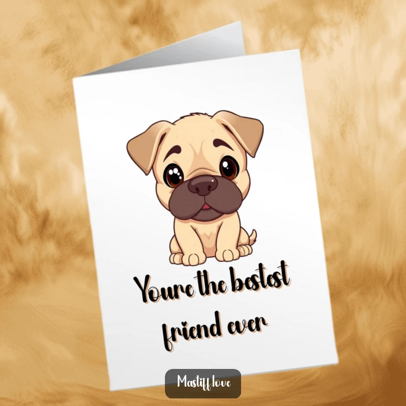 Funny Free Printable Thank You Card: Mastiff puppy tilting its head with curious, pleading eyes, asking for a thank you.