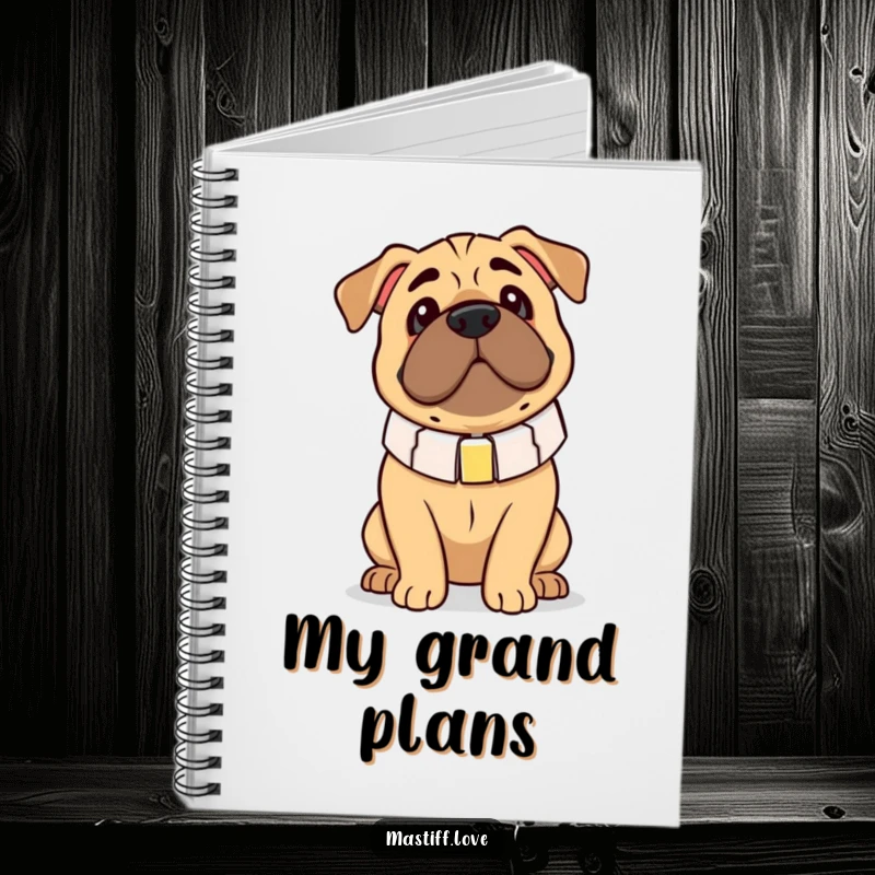 Funny Mastiff Notebook: A dog looks endearingly clumsy in an oversized collar, ideal for jotting down humorous notes.