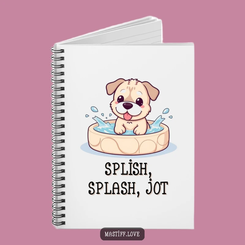 Funny Kawaii Mastiff Pool Splash Notebook, Jot Down Fun Gift
