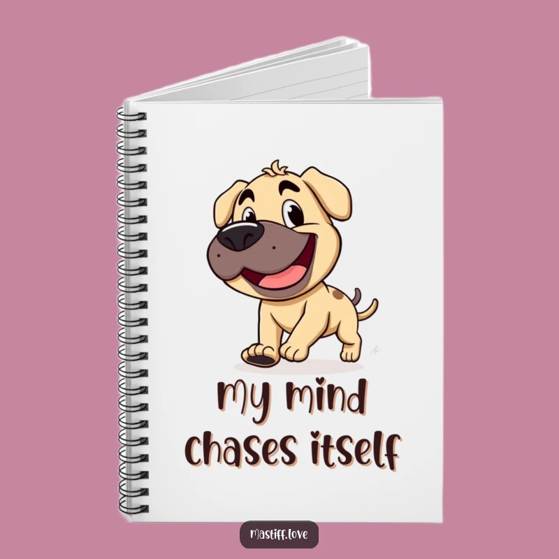 Funny Mastiff Goofy Notebook - Tail Chase - Jot Down Silly Ideas