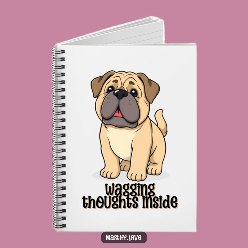 Funny Mastiff Pup Notebook - Droopy Ears, Wagging Tail - Jot Down Ideas