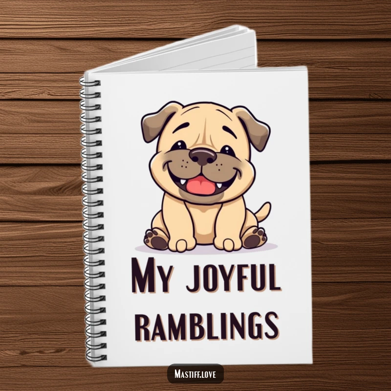 Funny Mastiff Notebook: A dog with a broad grin performs a playful bow, ideal for jotting down happy notes.