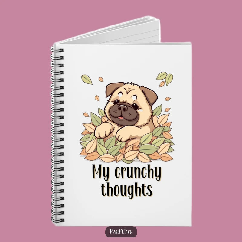 Happy Kawaii Mastiff Leaves Notebook: Rolling Dog Fun, Journal Autumn Memories