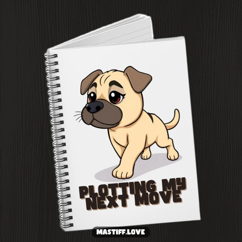 Funny Mastiff Notebook: A friendly dog playfully chases its shadow, ideal for jotting down humorous observations and ideas.