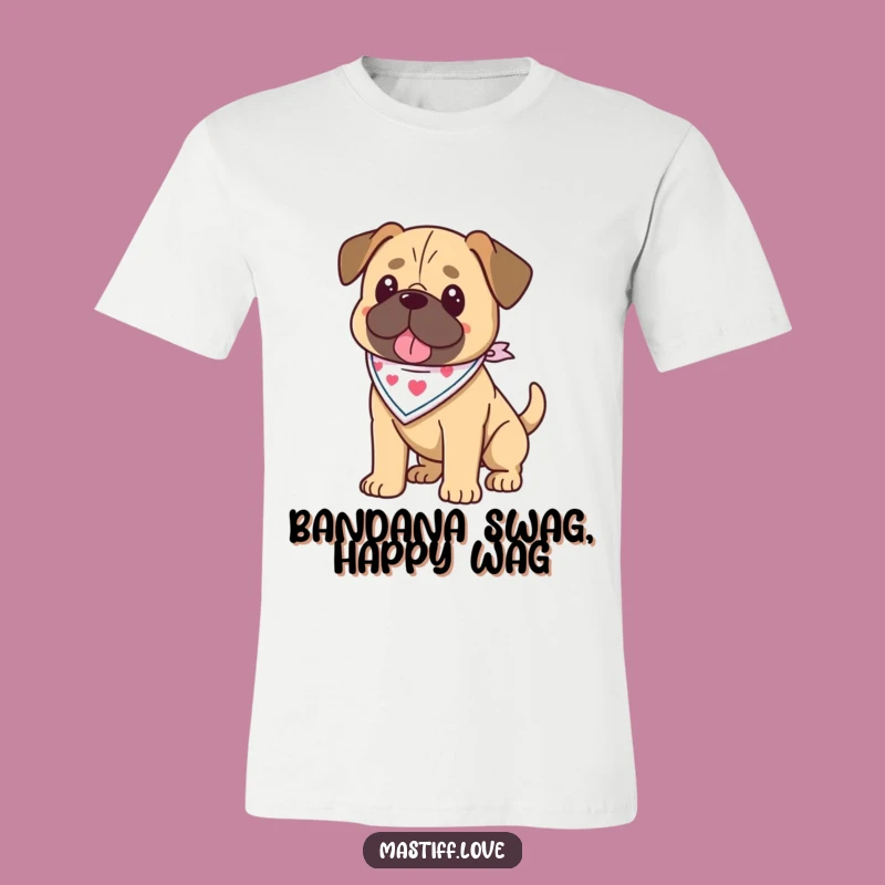 Funny Kawaii Mastiff T-Shirt: Bandana Pup, Wagging Tail, Hilarious Dog Tee