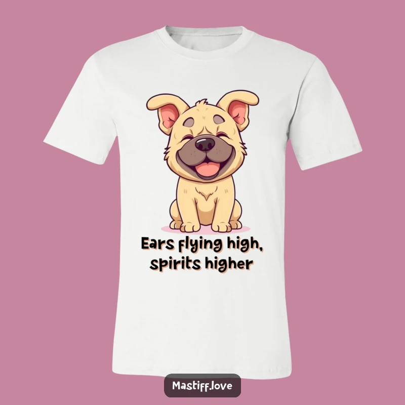 Funny Kawaii Mastiff T-Shirt: Floppy Ear Fun, Joyful Shake, Hilarious Dog Tee