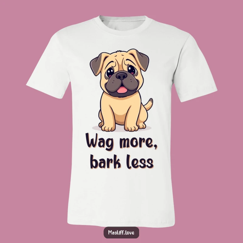 Funny Kawaii Mastiff Wagging T-Shirt: Floppy Ear Pup Joy, Hilarious Dog Tee