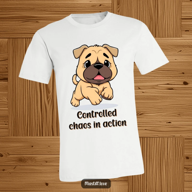 Funny Mastiff Tripping T-Shirt: A large dog with oversized paws trips while running, conveying pure, unadulterated canine comedy.