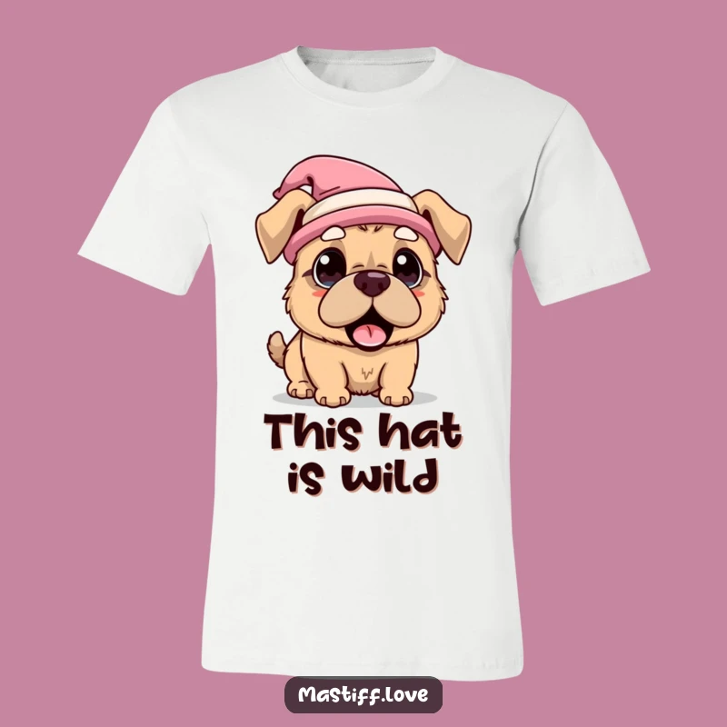 Funny Kawaii Mastiff Hat Surprise T-Shirt, Comical Dog Apparel Gift