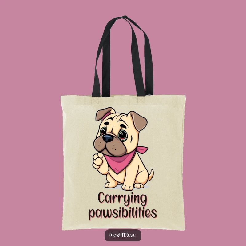 Funny Kawaii Mastiff Tote Bag: Paw Offer Art, Perfect Accessory Gift