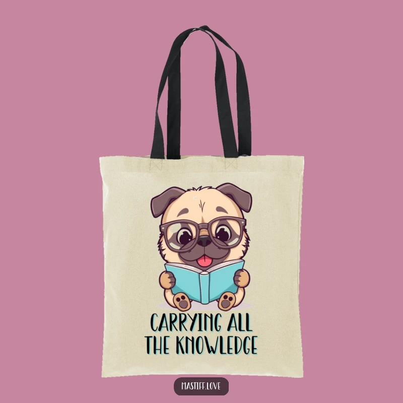 Funny Mastiff Book Tote: Delightful Spectacled Dog Carry-All Gift