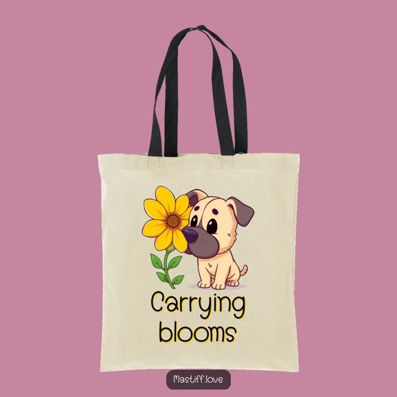 Funny Mastiff Flower Tote Bag: Carry Nature's Wonders with this Dog Tote