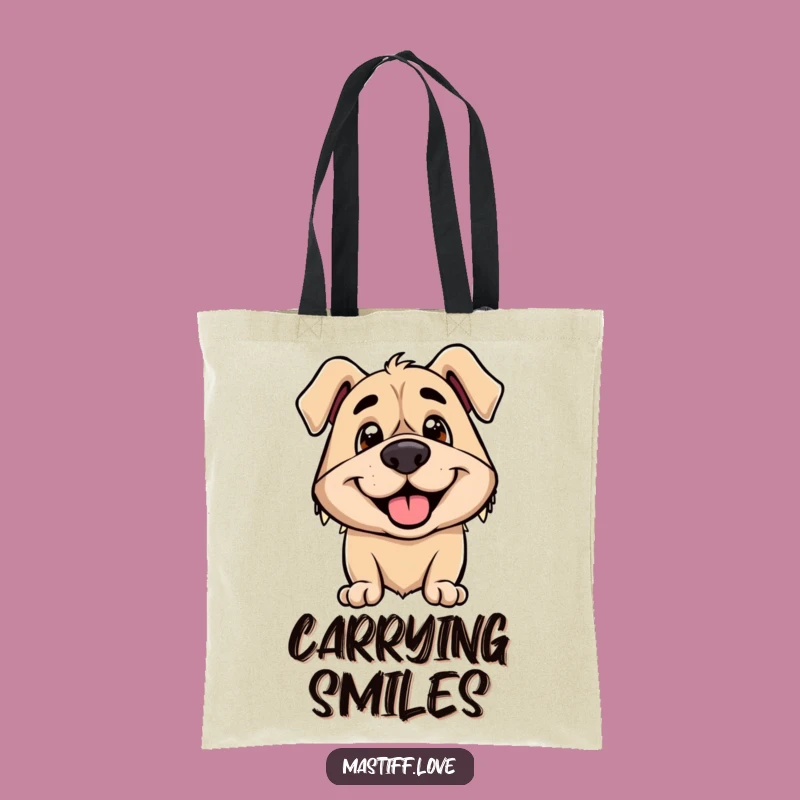 Funny Mastiff Tote Bag: Excited Smile Art, Carry Your Joy, Gift