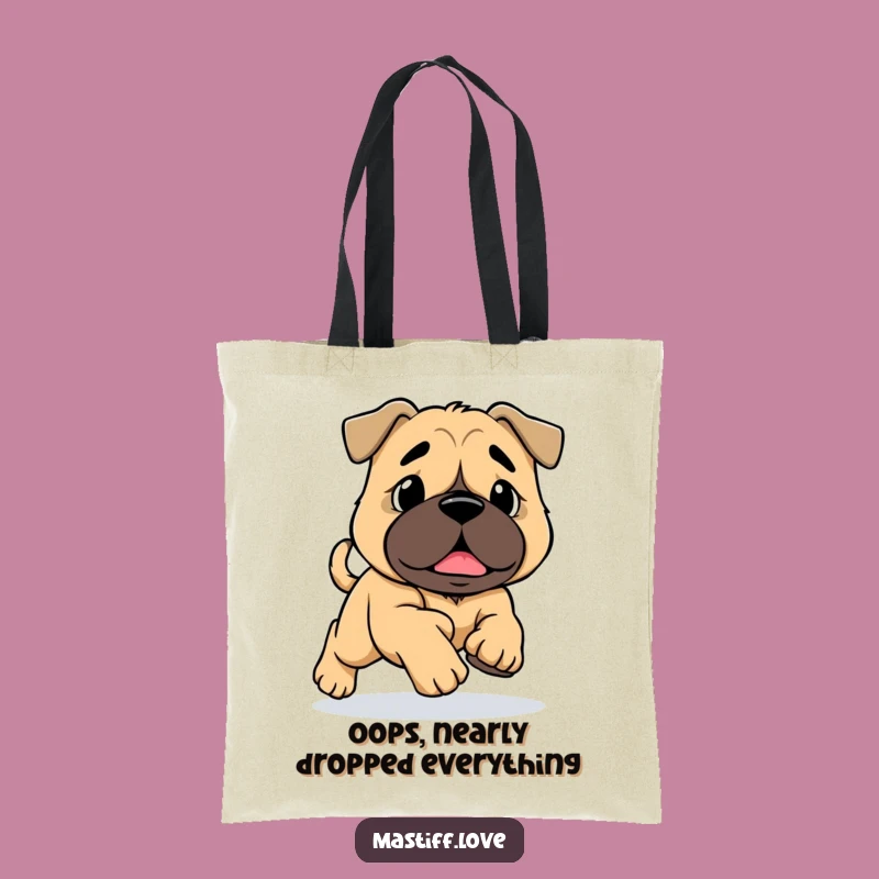 Funny Mastiff Tripping Tote Bag: Chic Big Paw Dog Running Accessory Gift