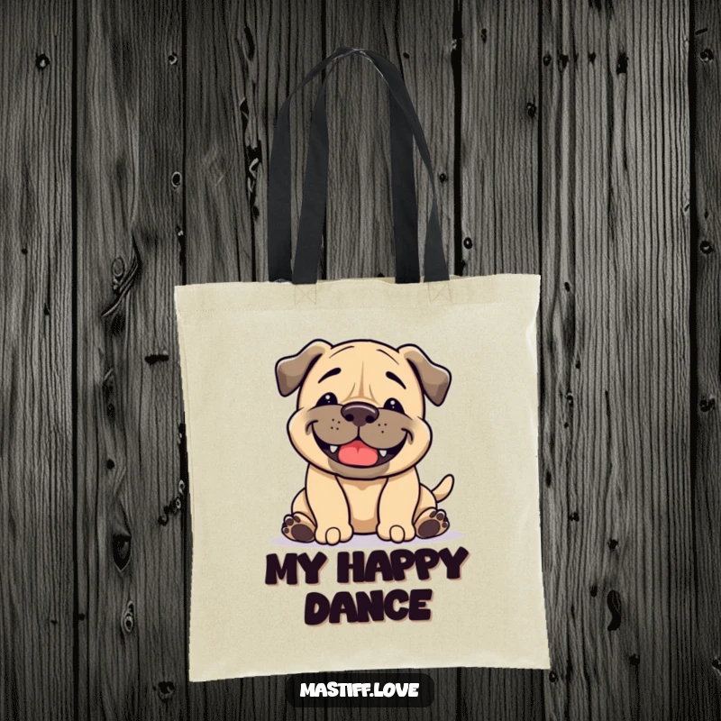 Funny Mastiff Tote Bag: A dog with a broad grin performs a playful bow, perfect for carrying items with humor.