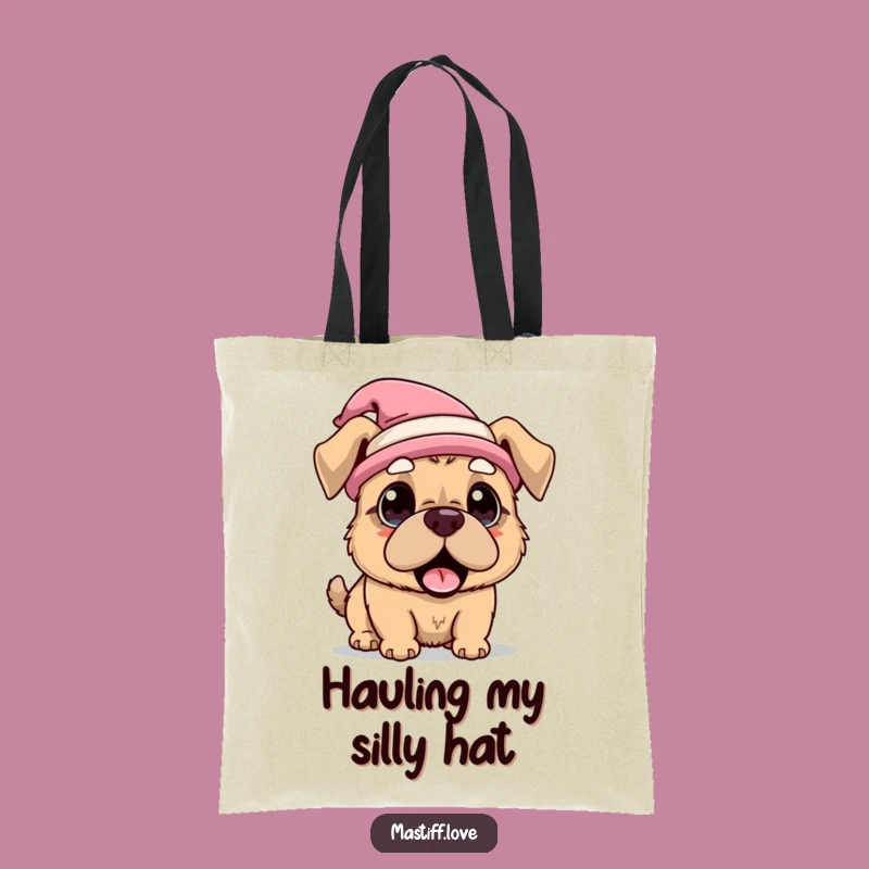Funny Kawaii Mastiff Hat Surprise Tote Bag, Carry Whimsy Gift