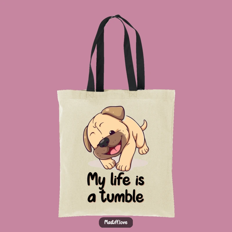 Funny Mastiff Puppy Tumble Tote Bag - Clumsy Dog Lover Carry-all Funny Gift